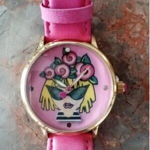 Betsey Johnson Pink Watch with Gold Accents